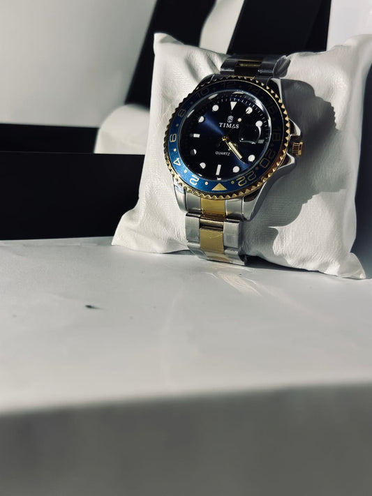 Bezel Sapphire Glass Luminous Quartz Silver Gold Two Tone Stainless Steel Watch